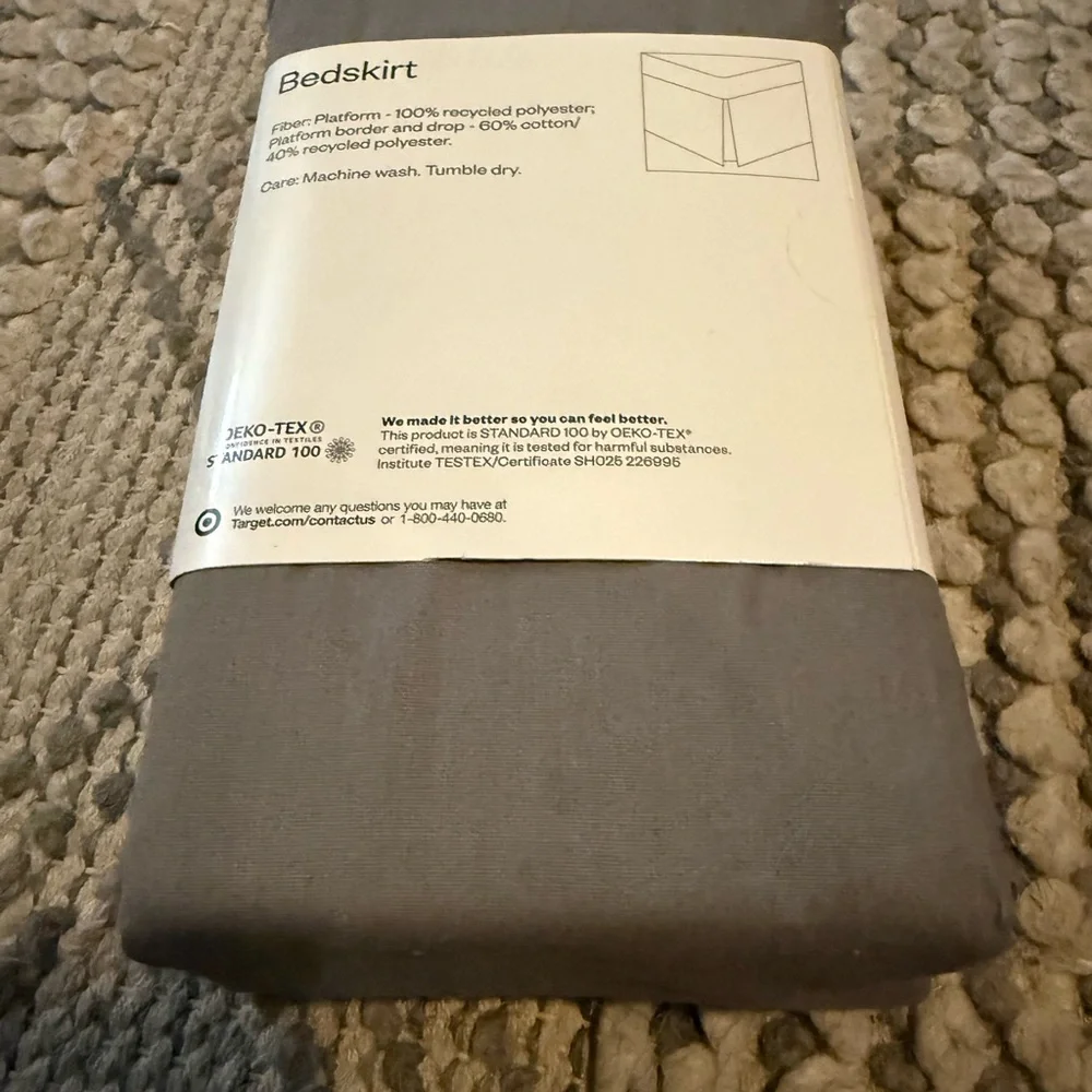 Threshold Gray bad skirt full size 14 inch drop 54“ x 75“ cotton blend New 215tc